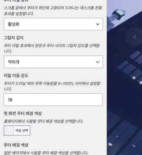 케이테마 v2 푸터의 회사정보와 표시 옵션 설정